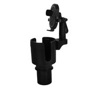 PEPLAYTAL Adjustable Car Cup Holder Expander with Phone Mount Multifunctional Abs Drink and Cellphone Holder for Vehicle Interior Stable Support Black