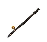 PEPLAYTAL Adjustable PU Pet Collar with Golden Star Pattern Bell Creative Buckle Necklace for Cats Dogs S Black present for