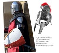 PEPLAYTAL Ancient Roman Helmet with Folding Face Mask Medieval Knights Warrior Headwear for Adults and European Style Cosplay Prop for Halloween and Stage Performances
