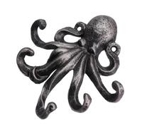 PEPLAYTAL Cast Iron Octopus Wall Hook Vintage Rustic Key Hanger Decorative Animal Shape Iron Hook for Bathroom Kitchen Living Sturdy Mountable Organizer