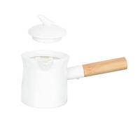 PEPLAYTAL Ceramic Teapot with Handle Hot Milk Holder Decorative Coffeepot for Afternoon Tea Kitchen Use White Stovetop Safe Elegant Design