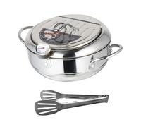 PEPLAYTAL Controllable Temperature Tempura Fryer Cooking Small Fryer Dash White Frying Pan Deep Frying Pot Digital Fry Pot Silver Stainless Steel