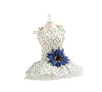 PEPLAYTAL Dog Dress Lace Clothes Comfortable Daisy Pattern Sunflower Decor Costume for Weddings Birthdays Photo Props Easy to Clean Fast Dry Xl Blue Flower