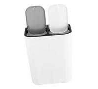 PEPLAYTAL Dual Compartment Trash Can with Lid Pedal-operated White Waste Bin for Kitchen and Office Home Wastebasket for Dry and Wet Separation Design for Space Saving and Fixing