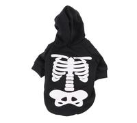PEPLAYTAL Glow Dark Halloween Skeleton Dog Costume Pet Jumpsuit for Small Medium Dogs Printed Skull Design Easy to Wear for Parties Outdoor Activities