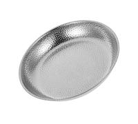 PEPLAYTAL Hammered Stainless Steel Round Plate Non Slip Dinnerware for Serving Pasta Salad Fruit BBQ High Temperature Resistant Easy Clean Food Tray for Kitchen Party Dining Table Use
