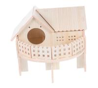 PEPLAYTAL Hamster Wooden House Double Layers Natural Cabin for Hamster Exploration Viewing Spacious Activity Center for Pets
