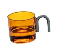 PEPLAYTAL Heat Resistant Colored Glass Tea Mug for Home Office Creative Coffee Cup for Flower Tea Milk Water Easy to Clean Stylish Glassware with Fine Gloss Amber Design