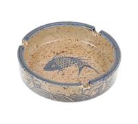 PEPLAYTAL Japanese Style Ceramic Ashtray Unique Vintage Ash Holder with Grooved Design for Home Bar Office Decor Underglaze Ash Container for and