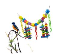 PEPLAYTAL Large Colorful Parrot for Large Birds Natural Wood Multi Colored Blocks Bird Bite for Climbing Chewing and Anxiety Relief in Cage