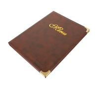 PEPLAYTAL Leather Menu Holder Book with Transparent Pages Convenient Restaurant Menu Display Folder Meal Price Server Note Pads Organizer Classic Brown for Bar and Dining