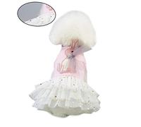 PEPLAYTAL Lovely Pink Rabbit Tutu Skirt Lace Pet Dress for Dogs Stylish Outdoor Clothes for Parties for Puppies
