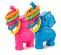 PEPLAYTAL Outdoor Ring Toss with Blue Elephant Design Plastic Rings for Throwing Game Safe for Indoor and Garden Play Enhances Hand-eye Coordination and Color Recognition