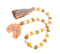PEPLAYTAL Pastoral Bee Tassel Beaded Garland Wooden Hanging Decor for Home Garden Party Fireplace Wall Stairs Creative Bee Theme with Wood Beads for Festival Atmosphere