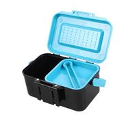 PEPLAYTAL Portable Blue Handle Live Bait Box with Waist Clip Abs Material Secure Fishing Bait Holder for Worms and Red Worms Multifunctional Tackle Organizer for Fishing Enthusiasts