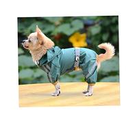 PEPLAYTAL Pvc Dog Raincoat and Breathable Small Dog Rainwear for Puppies Open Design Elastic Legs and Cuffs Dark Green for Rainy Days