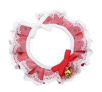 PEPLAYTAL Red Lace Bow Tie Cat Collar with Bell Soft Breathable Pet Scarf Bibs for Party Christmas Wedding Elegant and Accessory for Stylish Cats