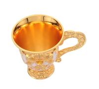 PEPLAYTAL Retro Zinc Alloy Water Offering Cup Elegant Embossed Flower Pattern Chalice for Blessing Prayer Rituals Portable Vintage Party Goblet
