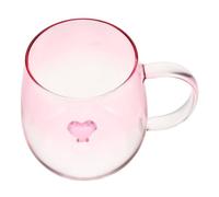 PEPLAYTAL Romantic Gradient Glass Mug with Heart Design Lightweight Single Tea Cup for Valentines Day Elegant Transparent Decorative Glassware for Milk and Juice Stylish Couples