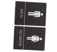 PEPLAYTAL Self-adhesive Acrylic Toilet Sign with Braille for Men and Women Gender Indicator for Public Restroom Doors Easy to Install Bathroom Plaques for Walls Practical Washroom Guiding