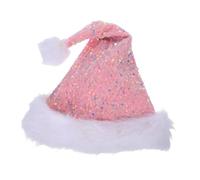 PEPLAYTAL Sequin Santa Hat with Glitter Design Warm Polyester Party Headwear for Adults Unisex Sparkly Xmas Accessory for Christmas Year S Eve Carnival and Dance Performances