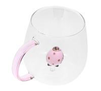 PEPLAYTAL Strawberry Glass Mug Borosilicate Tea Cup with Handle Smooth Edges Coffee Cup for Home Cafe Hot Cold Drinks Creative Milk Beverage Container