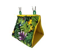 PEPLAYTAL Summer Sunshade Bird Nest Hanging Parrot Hammock Bed with Tropical Rainforest Print Comfortable Pet Sleeping Bed for Small Birds Like Canary Lark and Parrot Green