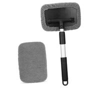 PEPLAYTAL Telescopic Aluminum Alloy Windshield Cleaning Brush with Extendable Handle for Car and Household Glass Surfaces Ergonomic Grip Reusable Washable Microfiber Pads Versatile Auto