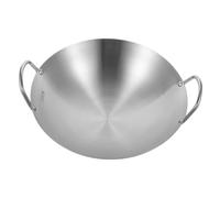 PEPLAYTAL Thickened Stainless Steel Chinese Wok Pan Double Ear Frying Pan for Gas Induction Stoves with Rapid Heat Conduction and Deformation Resistant Bottom