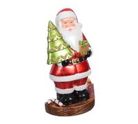 PEPLAYTAL Unique Resin Santa Claus Figurine for Christmas Fireplace Decor Miniature Holiday Statue for Home Office Tabletop Classic Vintage Ornament Seasonal Celebration