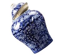 PEPLAYTAL Vintage Chinese Style Ceramic Tea Canister with Sealed Lid Multi Function Household Storage Jar for Loose Tea Dried Fruit Kitchen Pantry Canisters