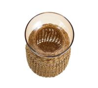 PEPLAYTAL Vintage Straw Glass Flower Arrangement Vase Transparent Decorative Bud Container for Home Table Decor Wear-resistant Material with Amber Inner Bottle Easy to Clean and Practical