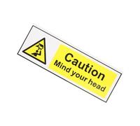 PEPLAYTAL Watch Your Head Sign Self-adhesive Low Overhead Warning Label for Factories Warehouses Parking Lots Indoor Outdoor Safety Reminder