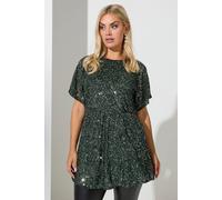 Yours London Curve Peplum Sequin Top - Women's - Plus Size Curve