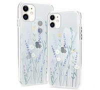 Pepmune Clear Phone Case Compatible with iPhone 11 Soft Silicone Shockproof Transparent TPU Protective Daisy Floral Lavenders Patterns Design Case Girls&Women Cute Cover