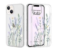 Pepmune Clear Phone Case Compatible with iPhone 13 Soft Silicone Shockproof Transparent TPU Protective Daisy Floral Lavenders Patterns Design Case Girls&Women Cute Cover