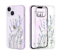 Pepmune Clear Phone Case Compatible with iPhone 14 Plus Soft Silicone Shockproof Transparent TPU Protective Daisy Floral Lavenders Patterns Design Case Girls&Women Cute Cover