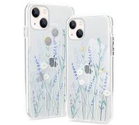 Pepmune Clear Phone Case Compatible with iPhone 14 Soft Silicone Shockproof Transparent TPU Protective Daisy Floral Lavenders Patterns Design Case Girls&Women Cute Cover
