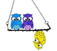PEPOYO AI Stained Glass Window Hanging Sun Catchers owl, Window Decor, Suitable for Window Hanging Bird Light Traps