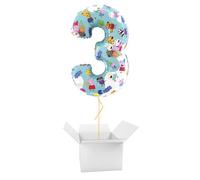Peppa Number 3 Giant Foil Helium Balloon - Inflated Balloon in a Box