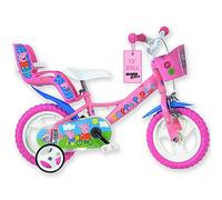 Dino Peppa Pig Pink Girls Bike with Doll Carrier - 12" Mag Wheels
