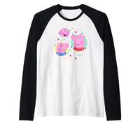 Peppa Pig 20th Anniversary Colorful Siblings Portrait Raglan Baseball Tee