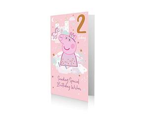 Peppa Pig 2nd Birthday Card for Age 2, Peppa & George Design, Greeting Card (Pink Fairy)