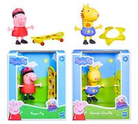 Peppa Pig - 3"""" 8cm Poseable Articulated Figure & Accessory Sets - Peppa Pig Skateboard & Gerald Giraffe