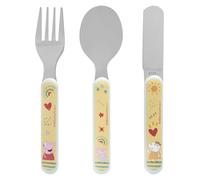 Peppa Pig 3 Piece Cutlery Set - Metal, Reusable Children's Knife, Fork & Spoon, Kids-Size, Made from Food-Safe Stainless Steel & ABS Plastic - with Peppa & George - for 36 Months & Up