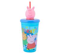 Peppa Pig 3D Tumbler for Kids - 444ml | BPA-Free Drinkware Head | Fun & Durable Adventure Cup, Blue & Pink