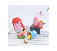 Peppa Pig 6-Layer Matryoshka Nesting Dolls - Hand-Painted Basswood Gift Toy & Home Decor