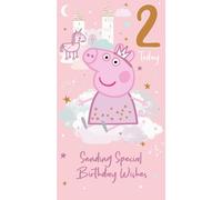 Peppa Pig 2nd Birthday Card for Age 2, Peppa & George Design, Greeting Card (Pink Fairy)