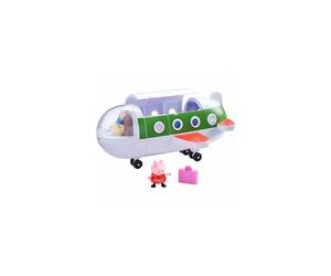 Peppa Pig Air Peppa Jet Figure (C-06227) - Free-wheeling jet, open cockpit, articulated Peppa, Miss Rabbit pilot, folding stairs, baggage compartment