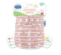 Peppa Pig All-in-One Reusable Cloth Nappy, Washable Eco Nappy with Adjustable Fit and Leak Protection, Soft and Absorbent, Baby to Toddler, One Size (Blush Stripe)